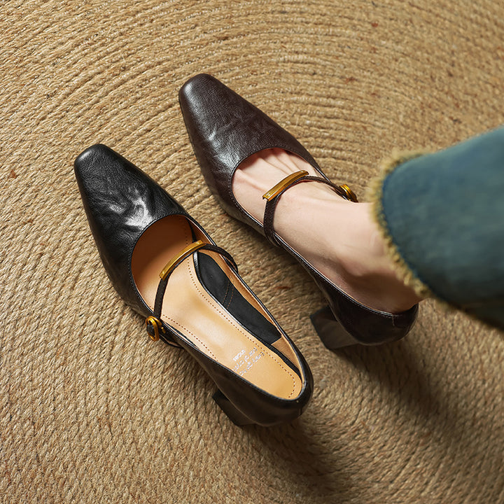 Marleon Leather Strap Pump