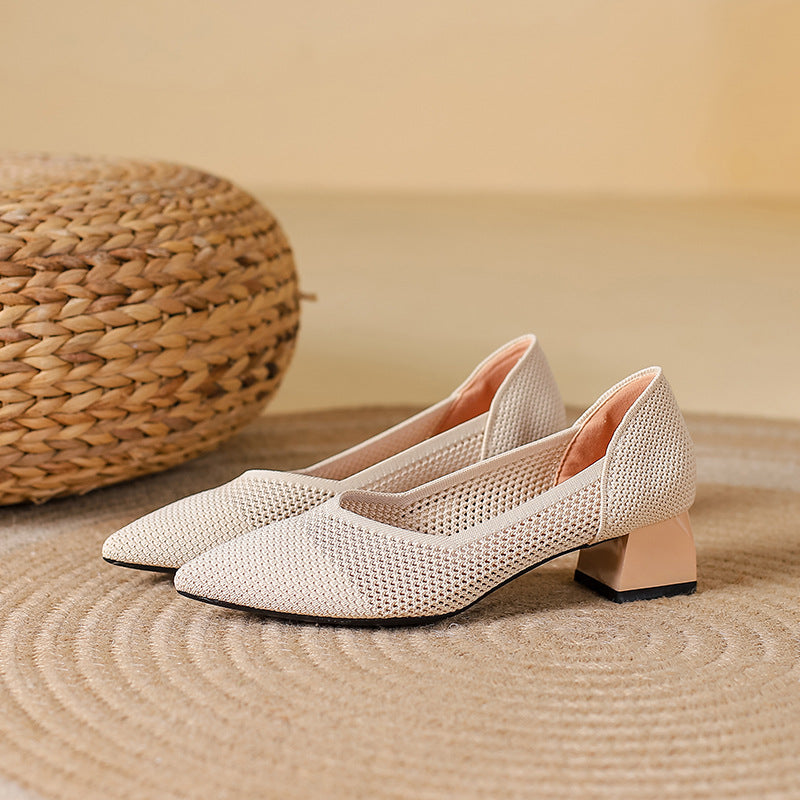 Elyss Knit Block-Heel Pump