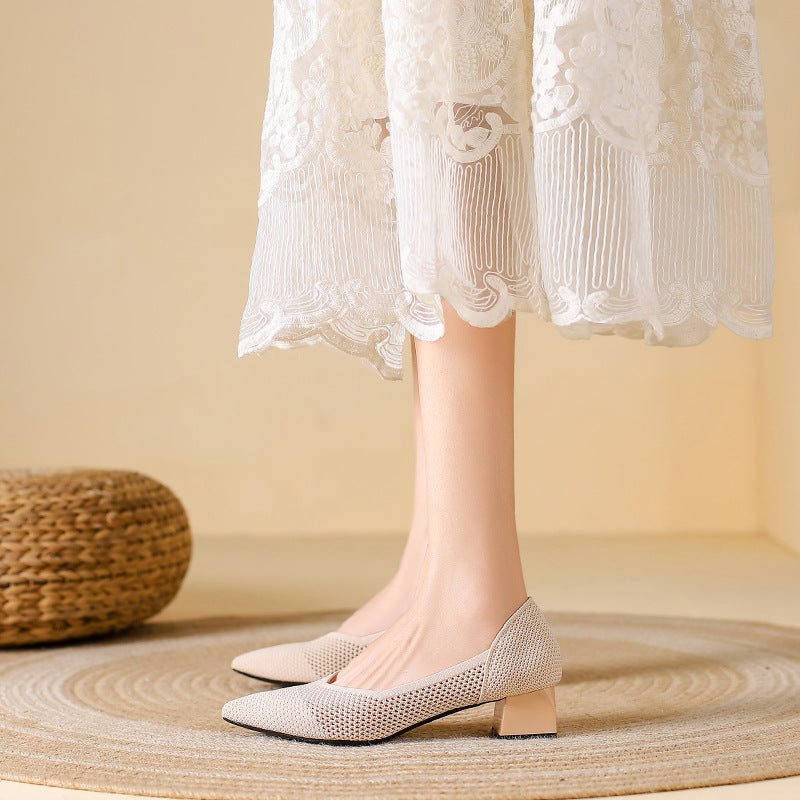 Elyss Knit Block-Heel Pump