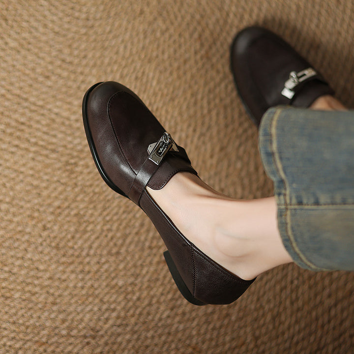 Corren Lock Accent Leather Loafers
