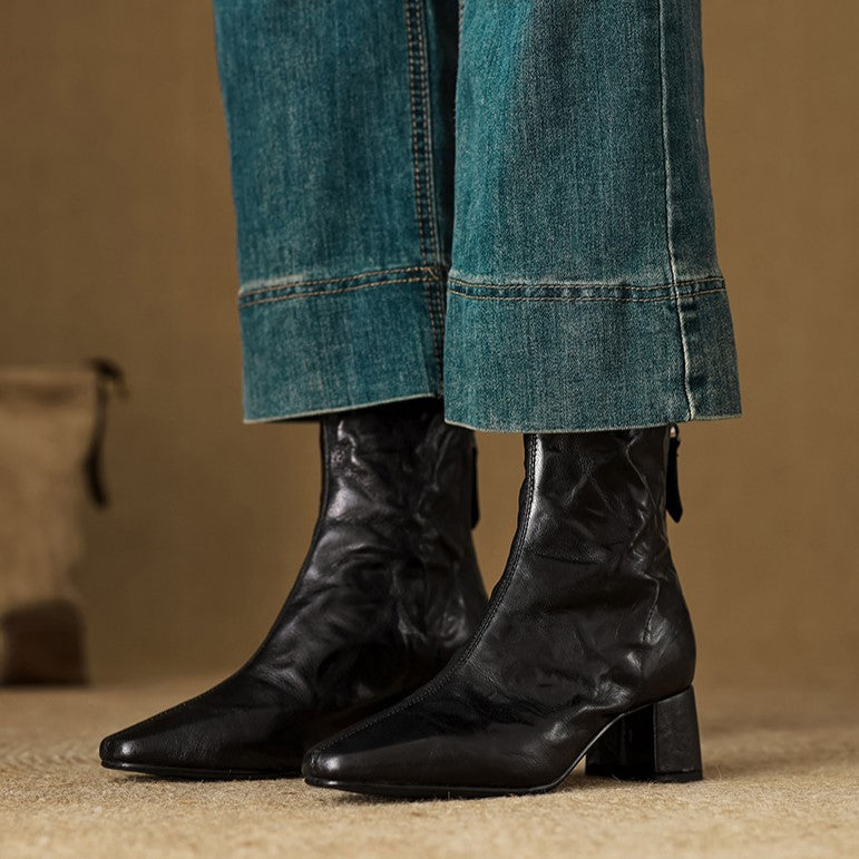 Marais Wrinkled Leather Ankle Boots