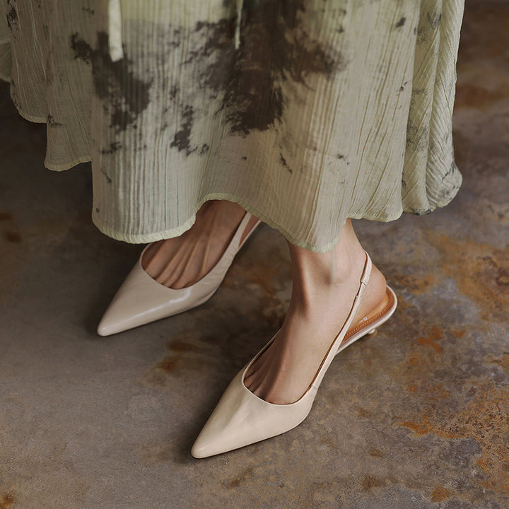 Maelle Lambskin Leather Slingback Heels