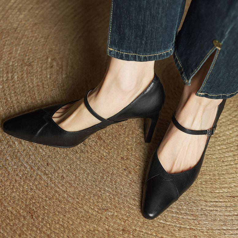 Rivelle Mary-Strap Leather Pumps