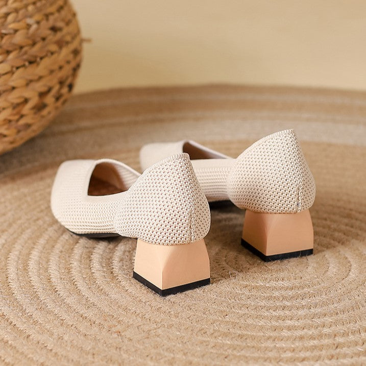 Elyss Knit Block-Heel Pump