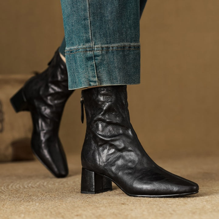 Marais Wrinkled Leather Ankle Boots