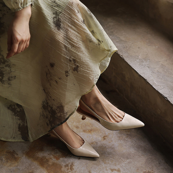 Maelle Lambskin Leather Slingback Heels