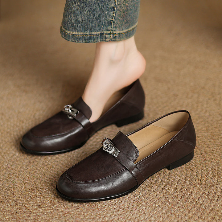 Corren Lock Accent Leather Loafers
