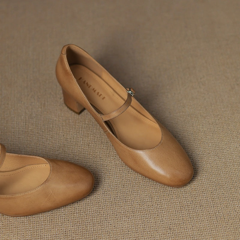 Corinne Leather Round-Toe Mary Jane