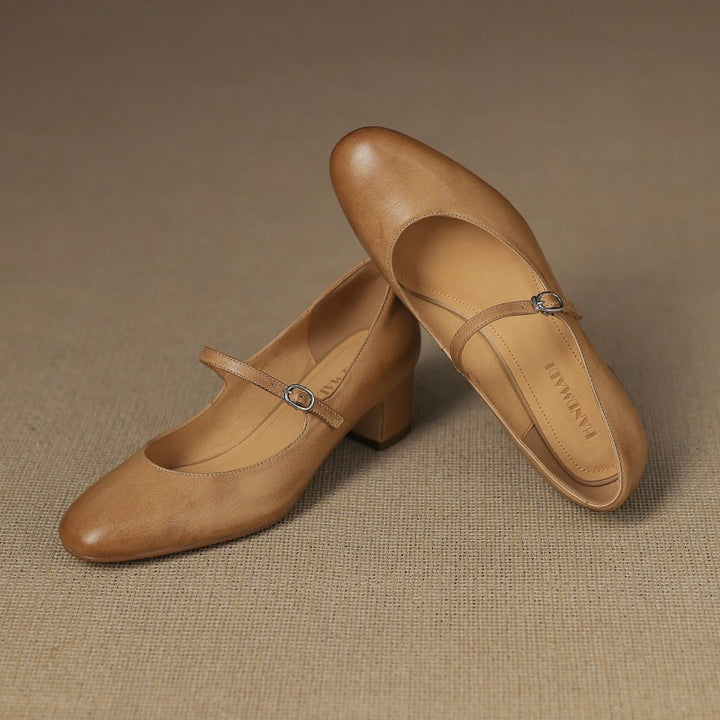 Corinne Leather Round-Toe Mary Jane