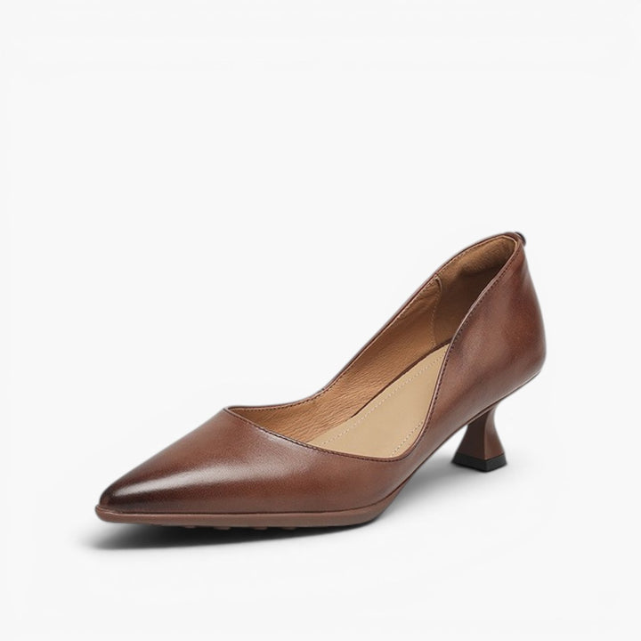 Calenne Leather Kitten Heels