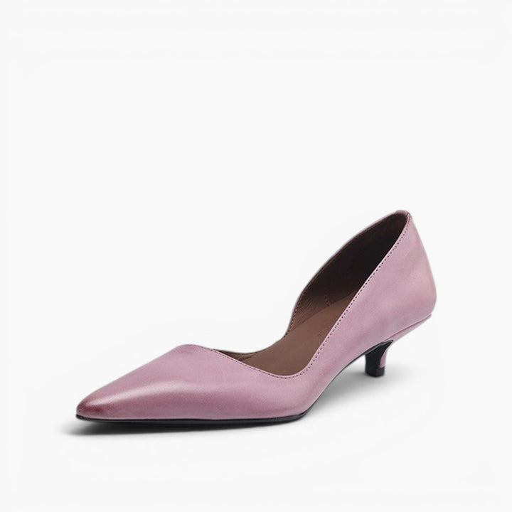 Orlisse Leather Kitten Heel Pumps