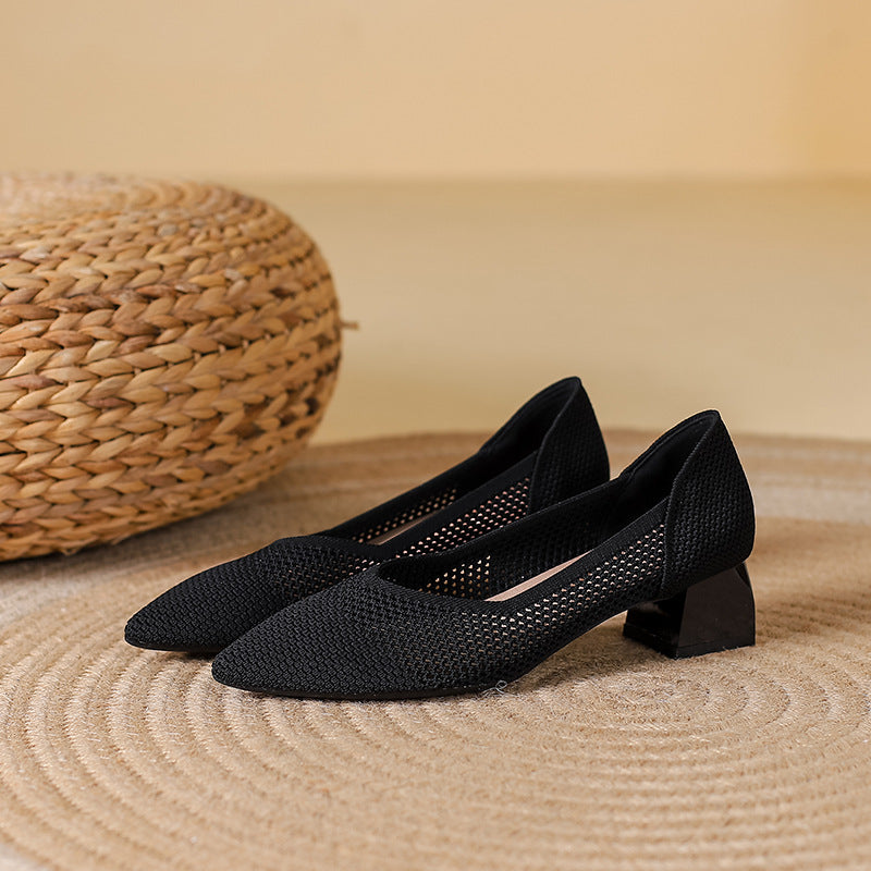 Elyss Knit Block-Heel Pump