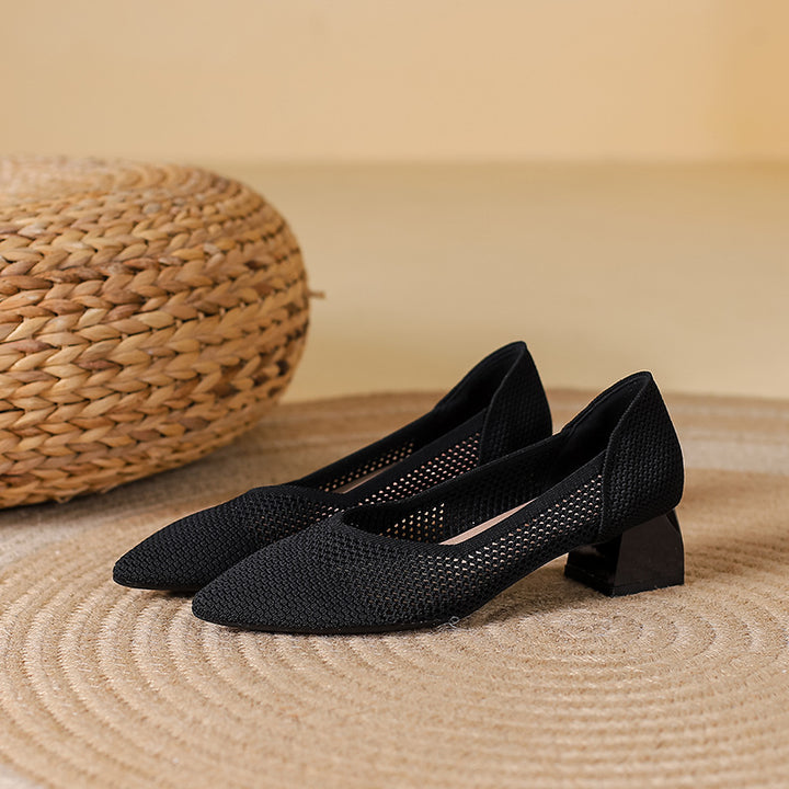 Elyss Knit Block-Heel Pump