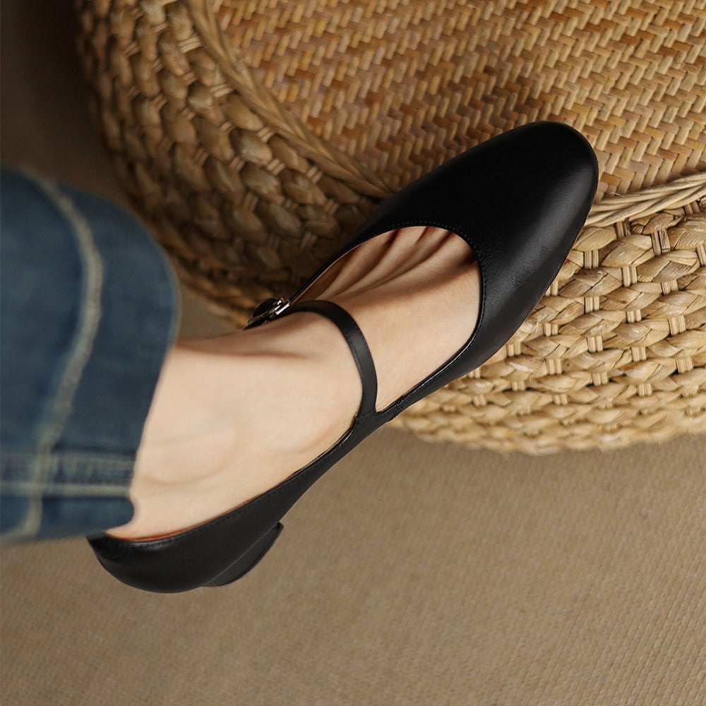 Corinne Leather Round-Toe Mary Jane