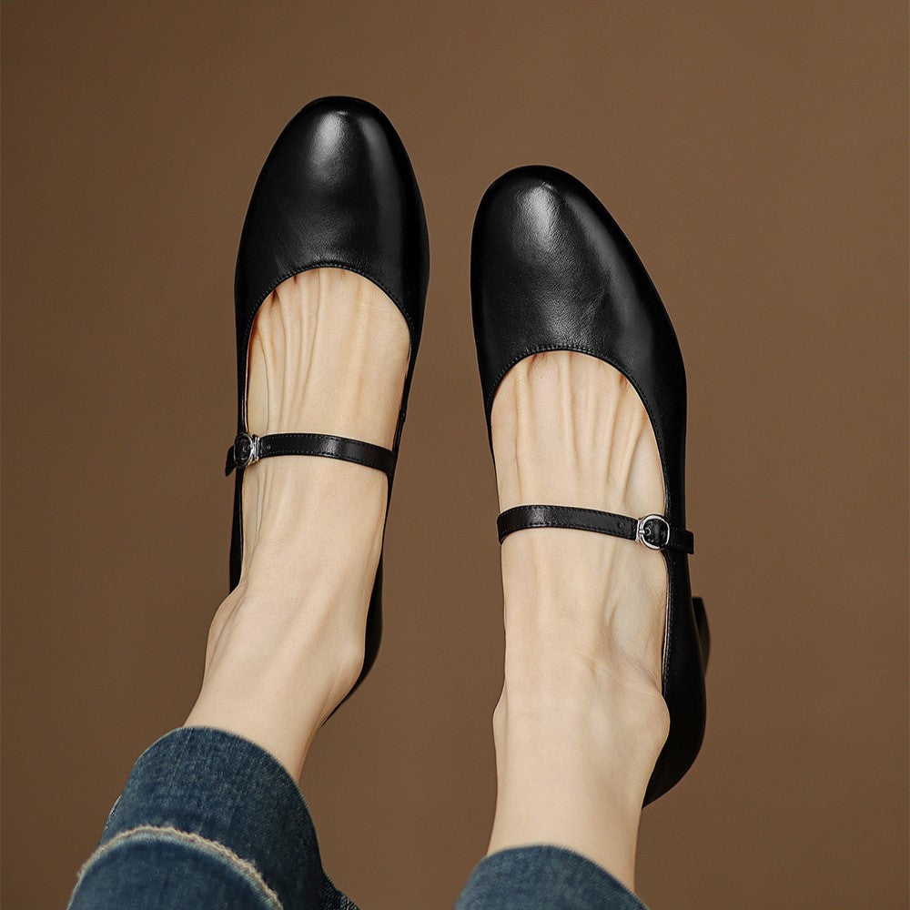 Corinne Leather Round-Toe Mary Jane