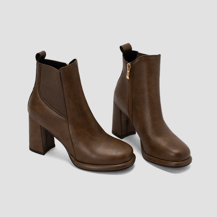 Noémie Rounded Block-Heel Ankle Boots