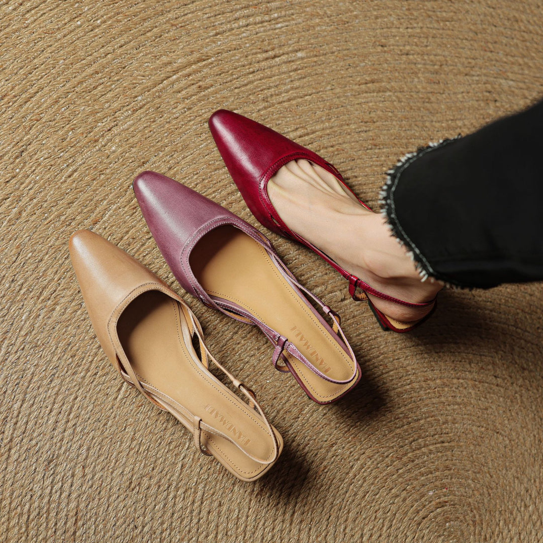 Velune Slingback Leather Heels