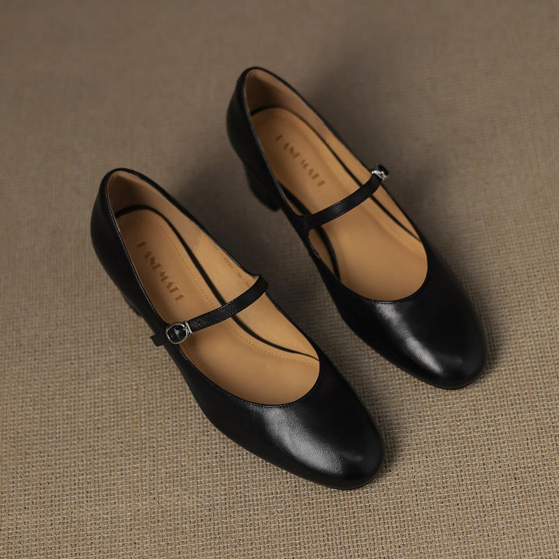 Corinne Leather Round-Toe Mary Jane