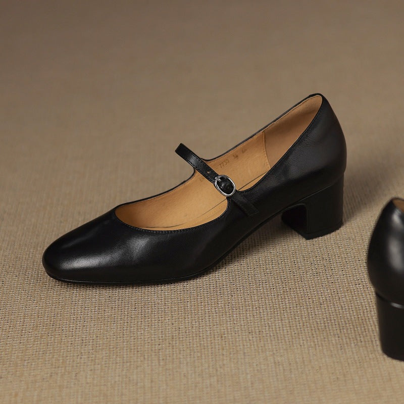Corinne Leather Round-Toe Mary Jane