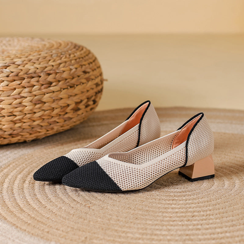 Elyss Knit Block-Heel Pump