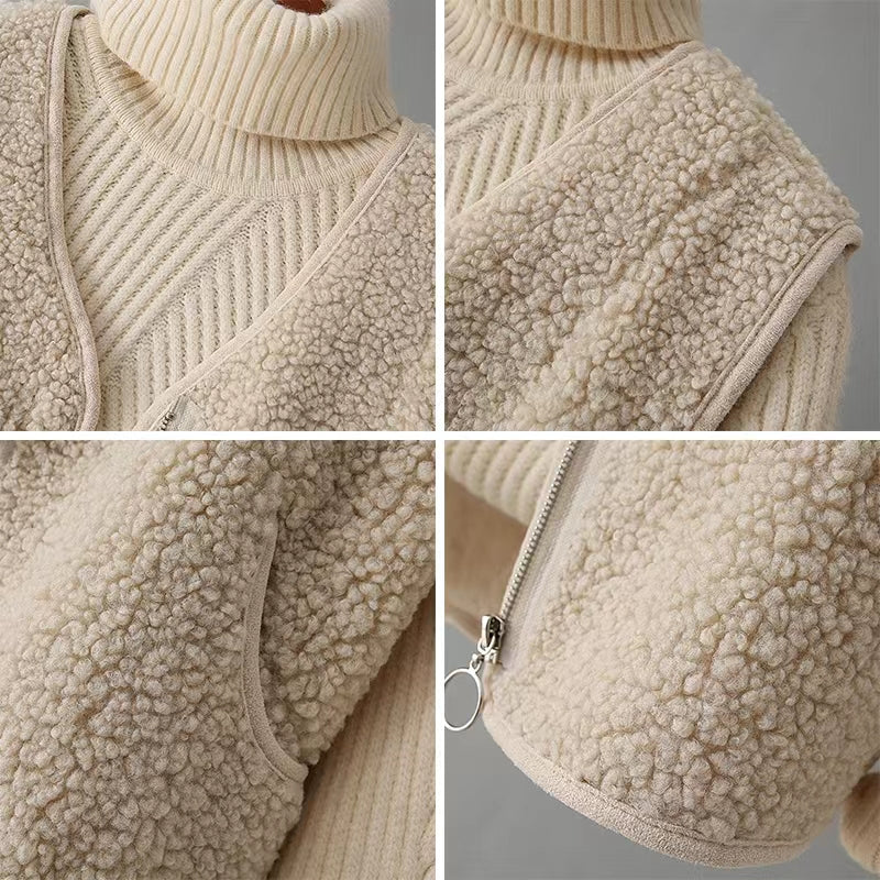 Solenne Soft-Shearling Knit Vest