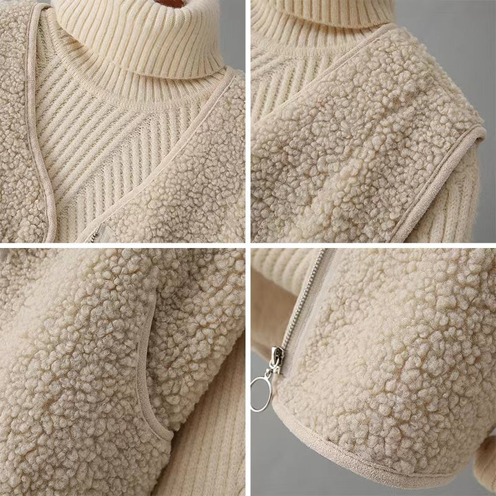 Solenne Soft-Shearling Knit Vest