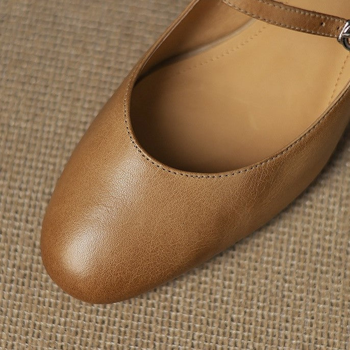 Corinne Leather Round-Toe Mary Jane