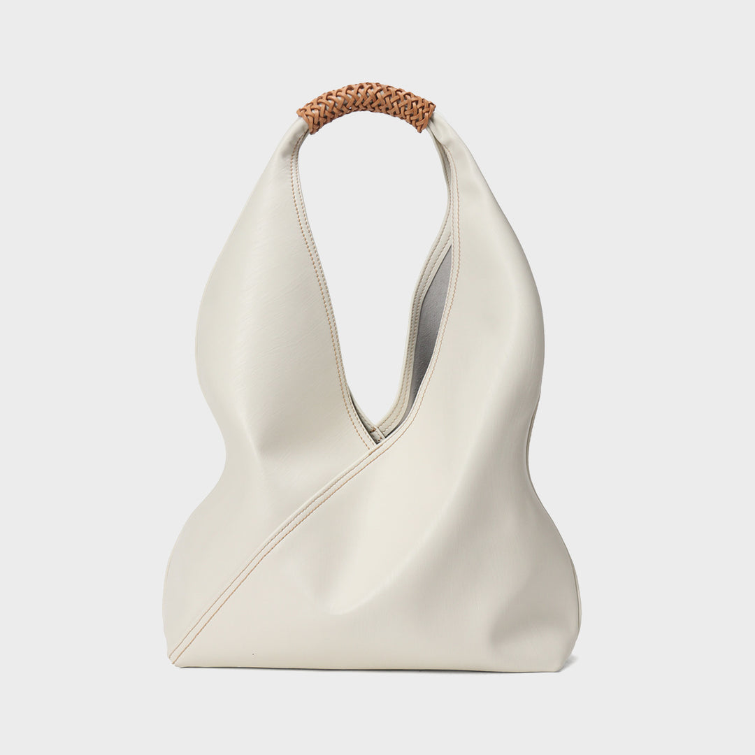 Elyra Woven-Handle Leather Hobo Tote