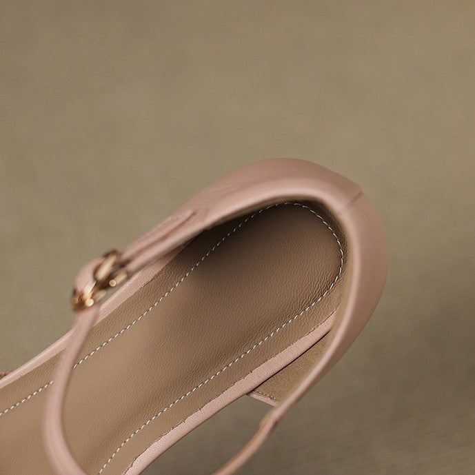 Elvane Buckle Leather Mary-Janes