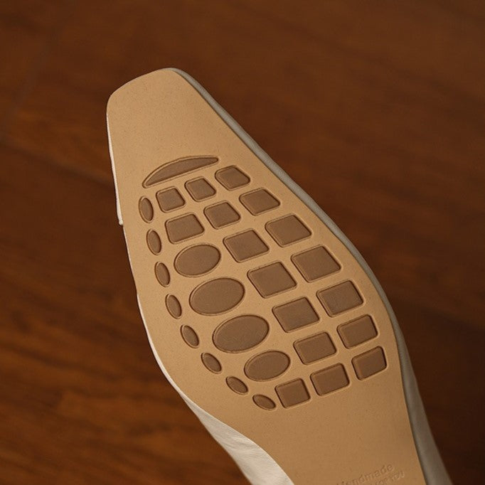 Noémie Square-Toe Leather Flat