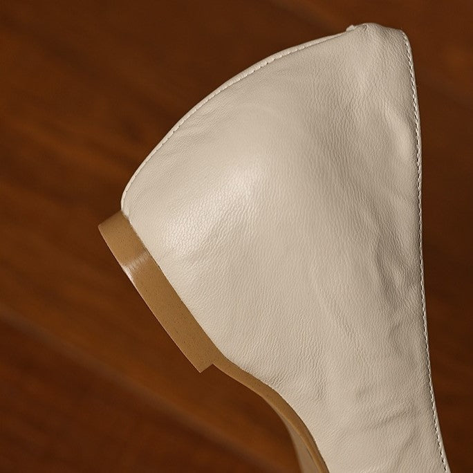 Noémie Square-Toe Leather Flat