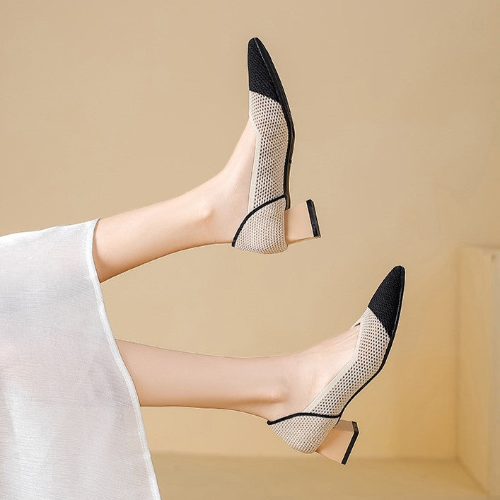 Elyss Knit Block-Heel Pump