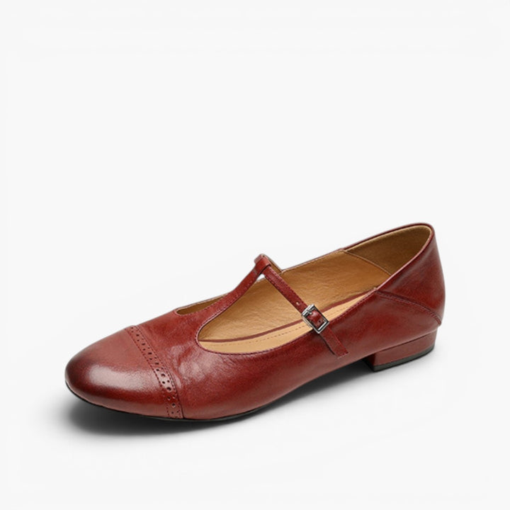 Esmira T-Strap Leather Mary Janes