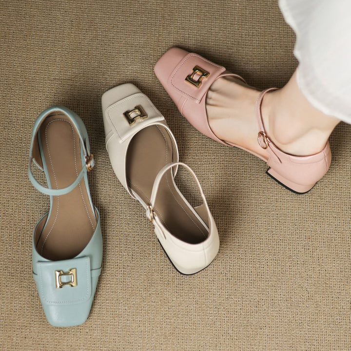 Elvane Buckle Leather Mary-Janes