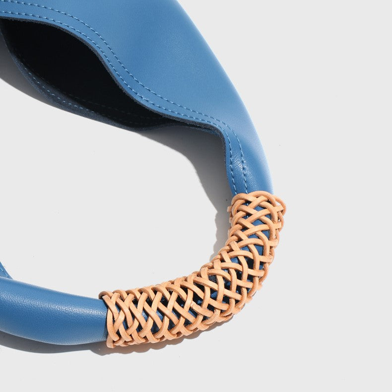 Elyra Woven-Handle Leather Hobo Tote