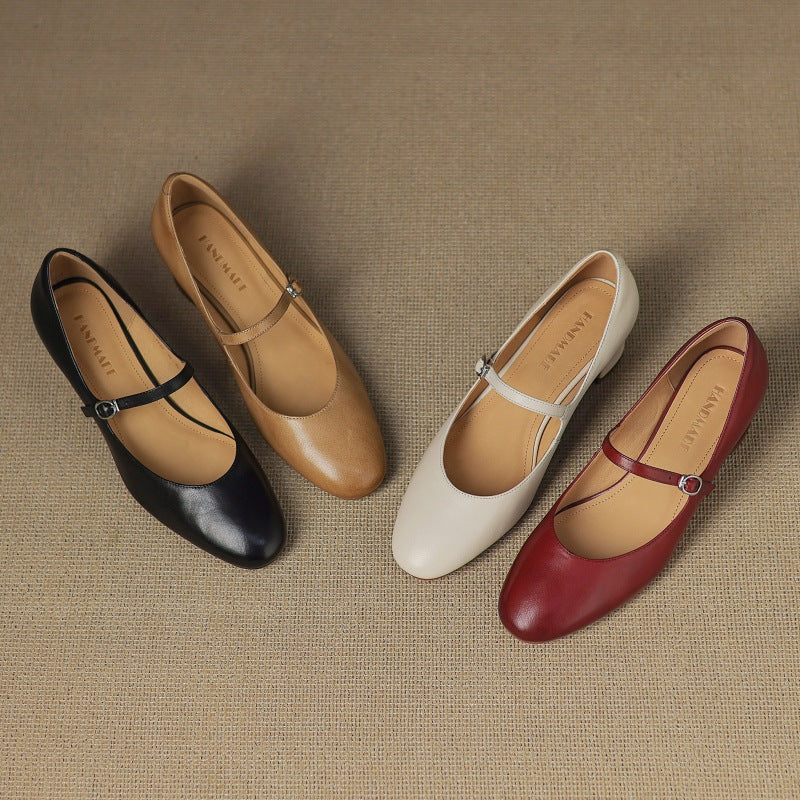 Corinne Leather Round-Toe Mary Jane