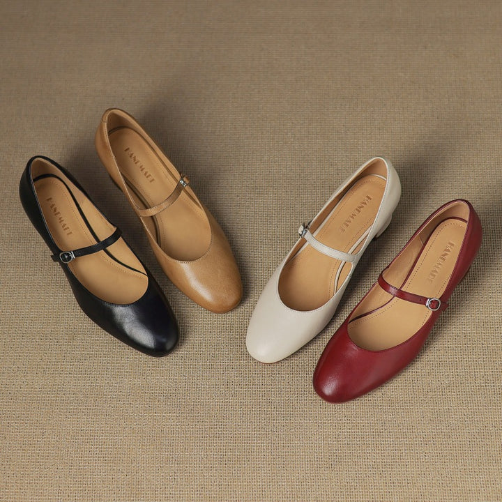 Corinne Leather Round-Toe Mary Jane