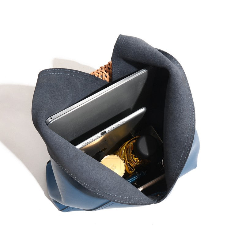 Elyra Woven-Handle Leather Hobo Tote