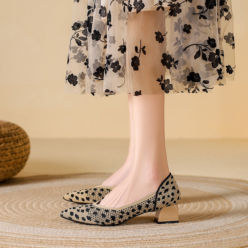 Elyss Knit Block-Heel Pump