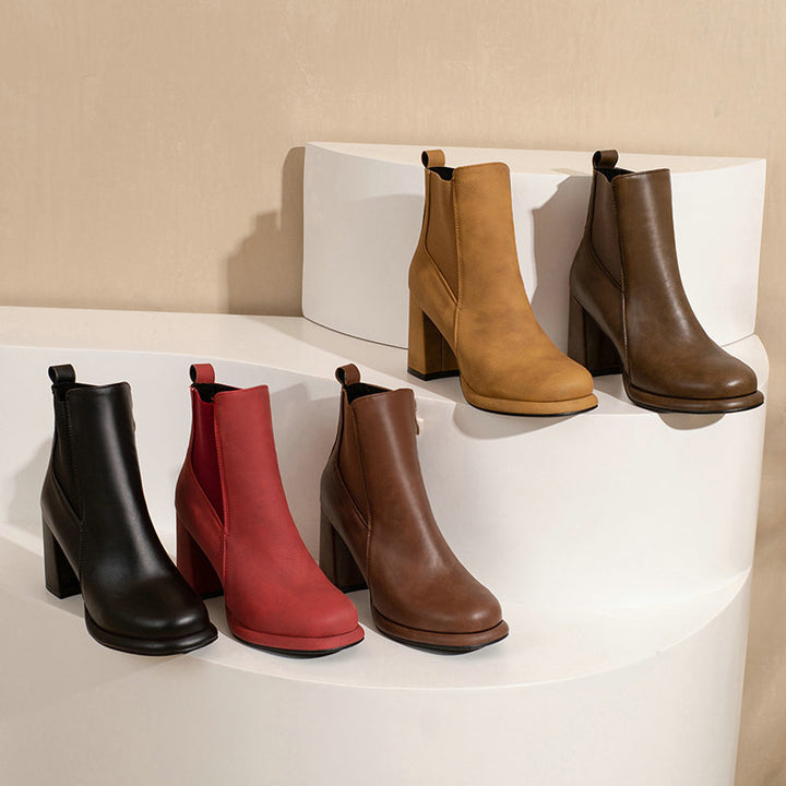 Noémie Rounded Block-Heel Ankle Boots