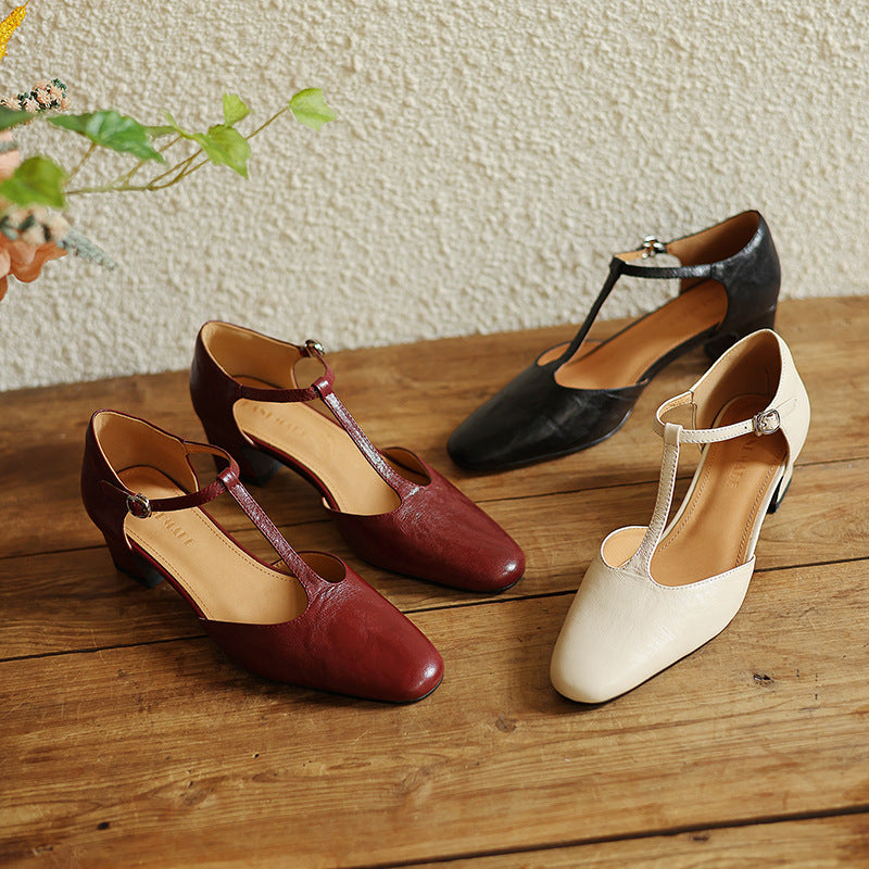 Elowen Leather T-Strap Heel