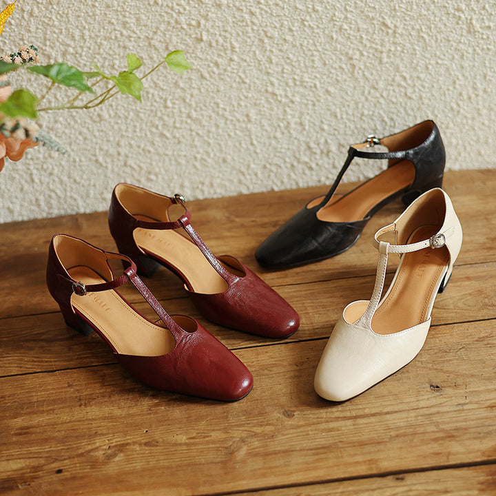 Elowen Leather T-Strap Heel