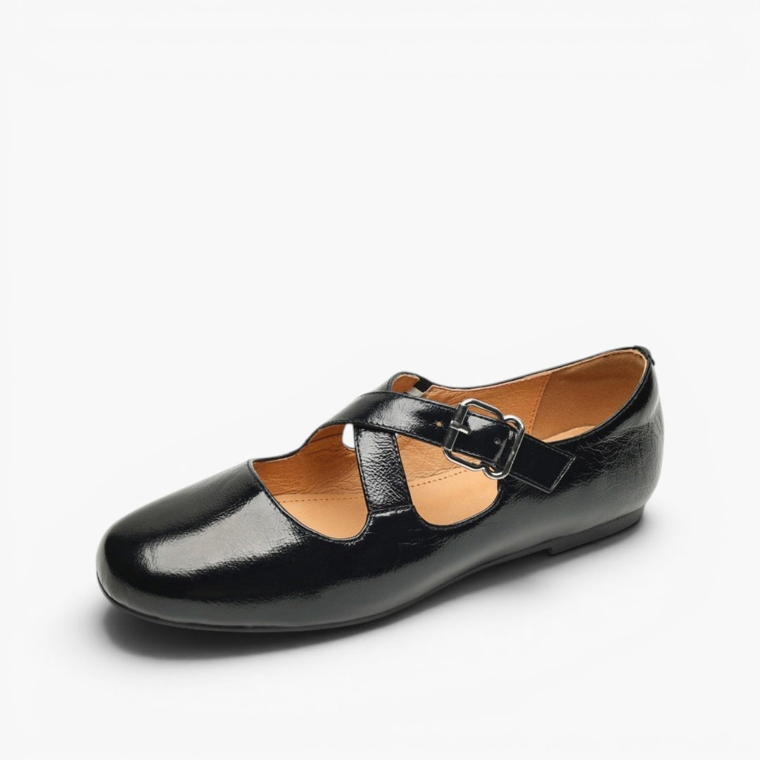 Morven Cross-Strap Leather Flats