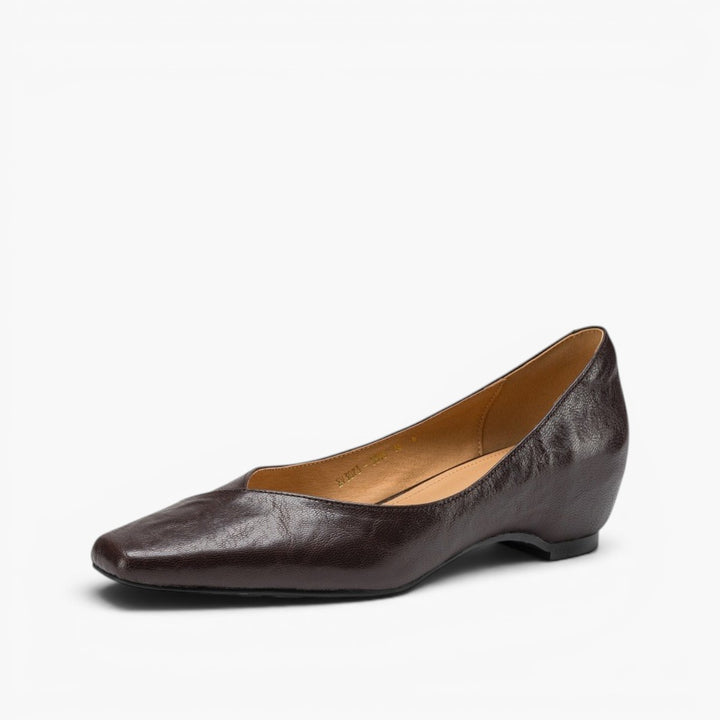 Noémie Square-Toe Leather Flat