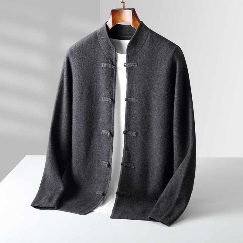 Solren Wool Knot-Button Cardigan