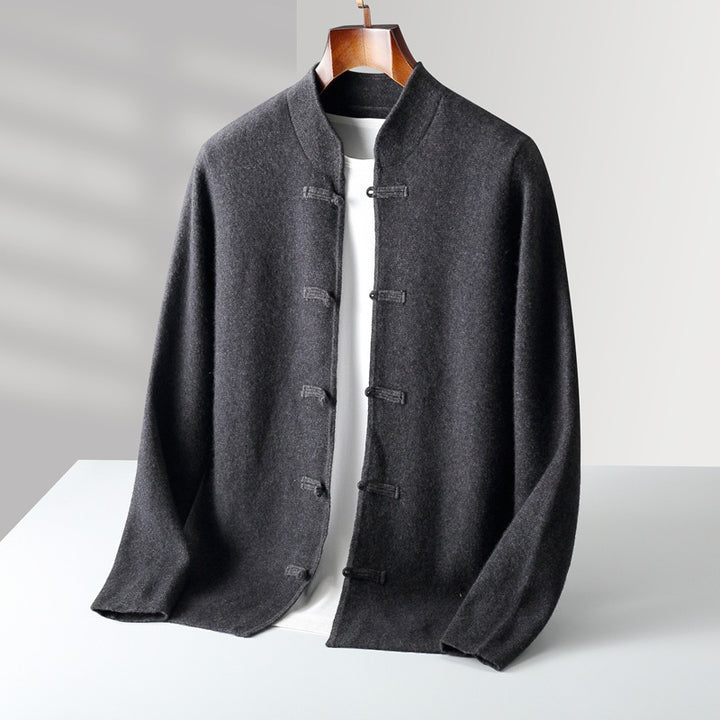 Solren Wool Knot-Button Cardigan