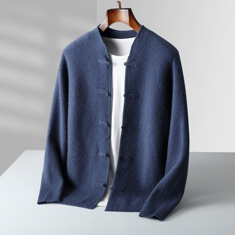 Solren Wool Knot-Button Cardigan
