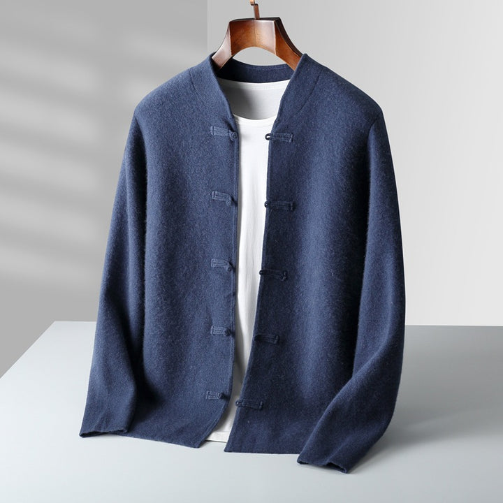 Solren Wool Knot-Button Cardigan