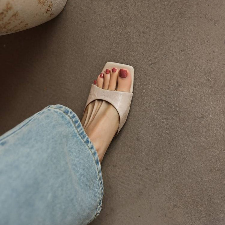 Aline Square-Toe Leather Mules
