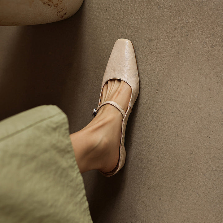 Sera Square-Toe Leather Mules